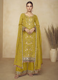 Vegaa Fashion Mustard Embroidered And Hand Work Kurta Palazzo Suit - Distacart