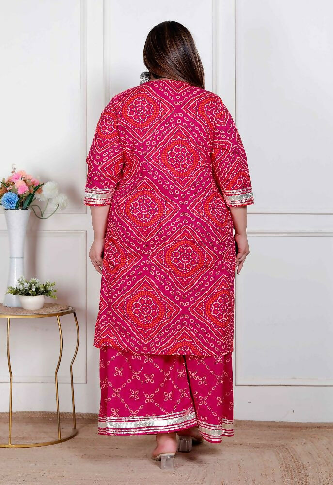 Miravan Plus Size Women'S Embellished Ethnic Cotton Kurta With Palazzo - Distacart