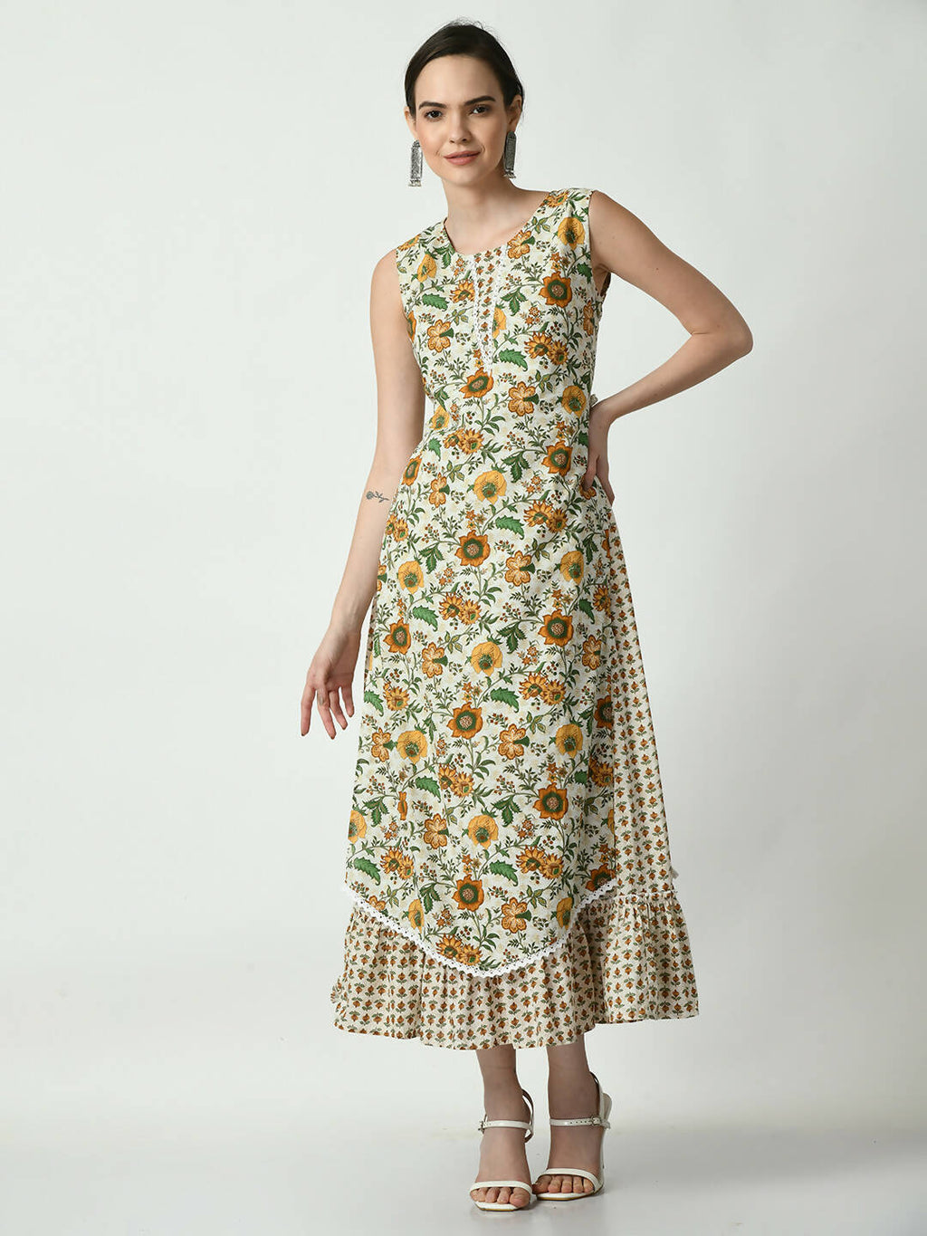 Myshka Women's Multi Floral Printed Gown Dress - Distacart