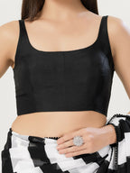Joban Fashion Women Jacquard Black Stitched Blouse