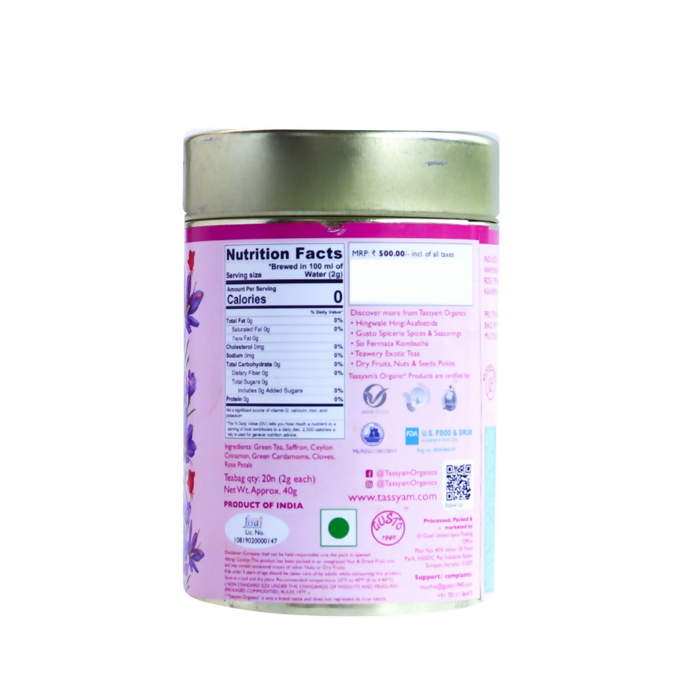 Tassyam Organics Kashmiri Kahwa Biodegradable Tea Bags - Distacart