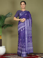 Shree Shyam Fashion Cotton Violet Saree - Distacart
