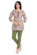 Snehal Creations Charming Cream Rayon Short Kurti Tunic Top - Distacart