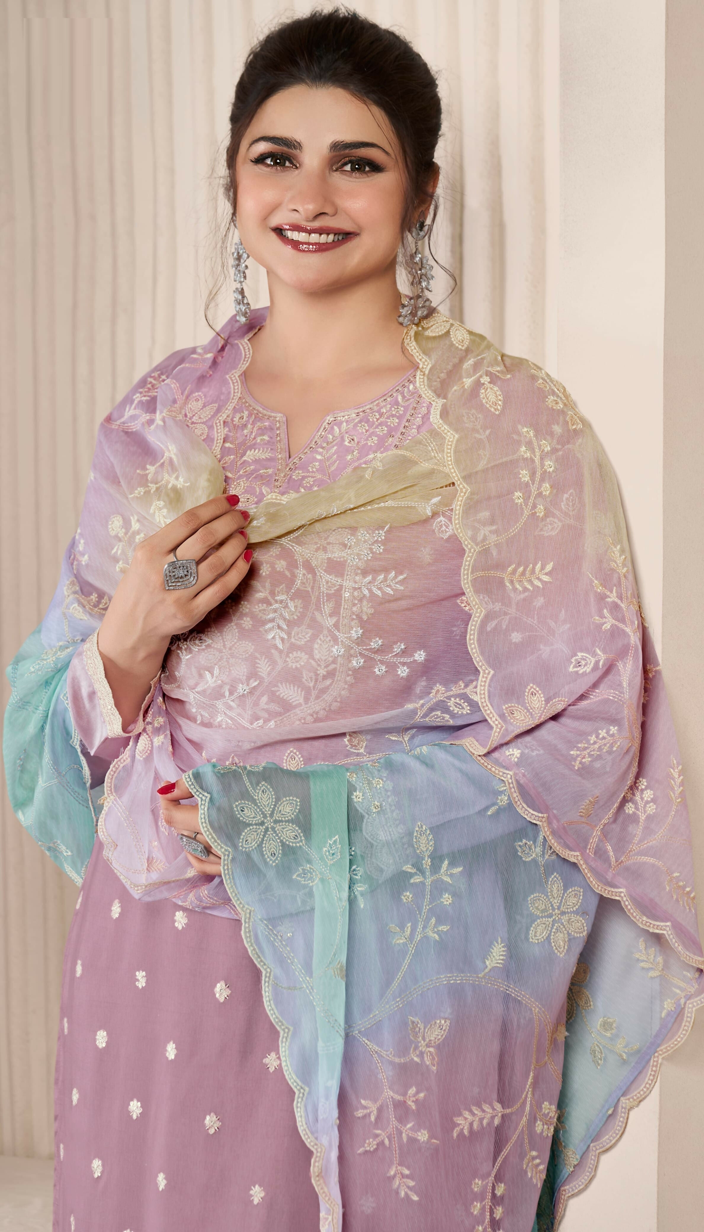 Anaita Lavender Embroidered Silk Stitched Salwar suit - Distacart
