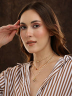 White and gold, Red Stone Kundan Necklace - Ruby Raang