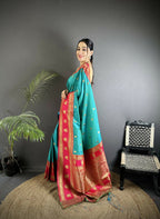 Joban Fashion Sea Green Banarasi Soft Silk Woven Butti Saree - Distacart