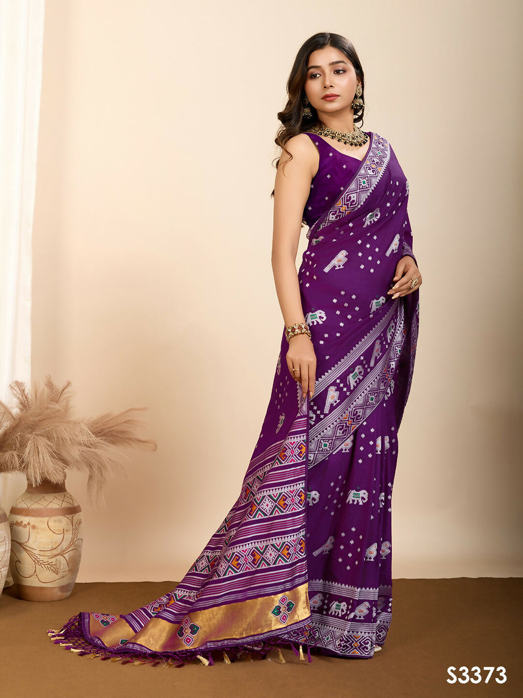 Purple Soft Silk Woven Meenakari Designer Saree - Vedanti