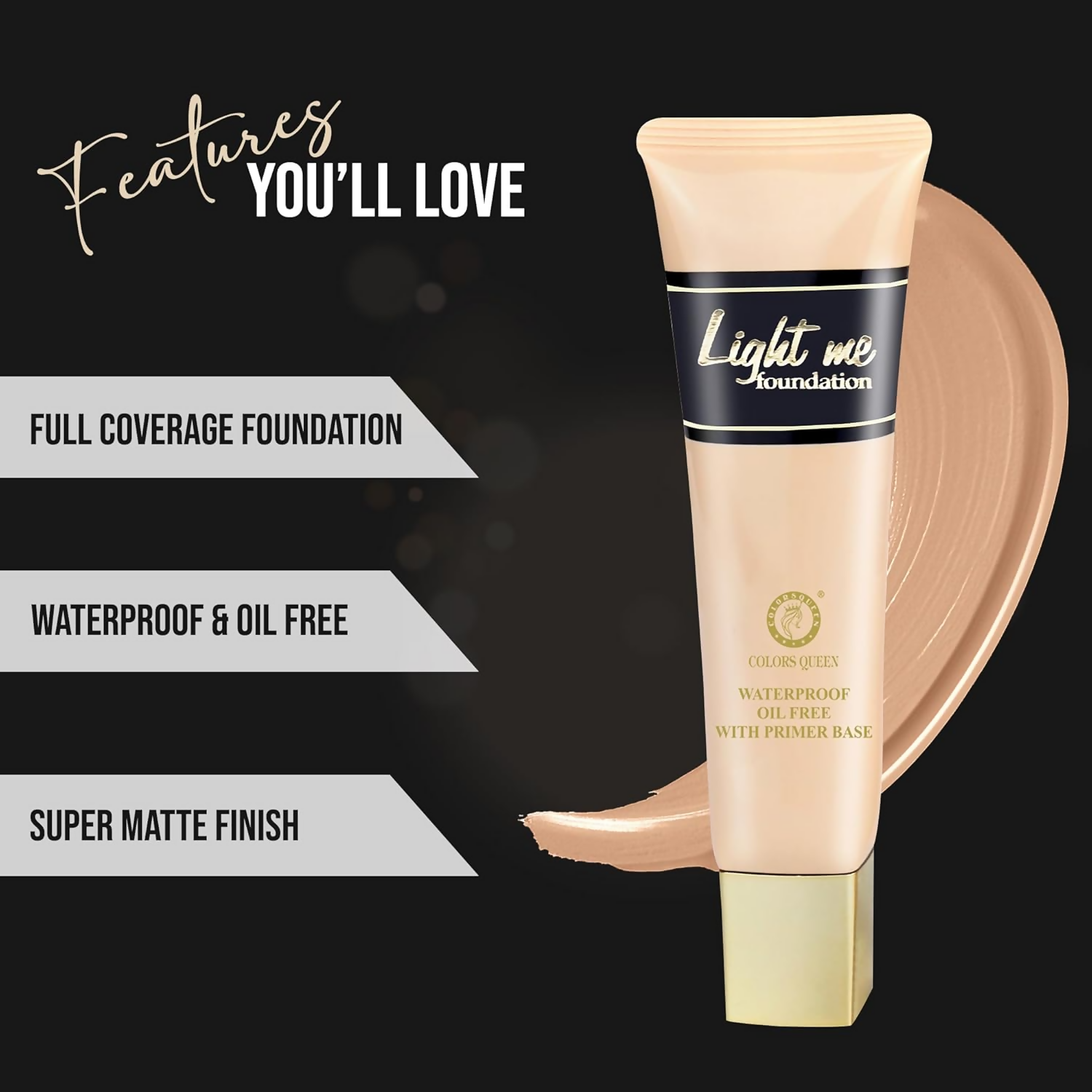 Colors Queen Light Me Foundation with Primer – Natural Almonds - Distacart
