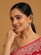 Nuyug 22K Gold Plated Faux Emerald Studded Contemporary Ear Cuff Earrings - Distacart