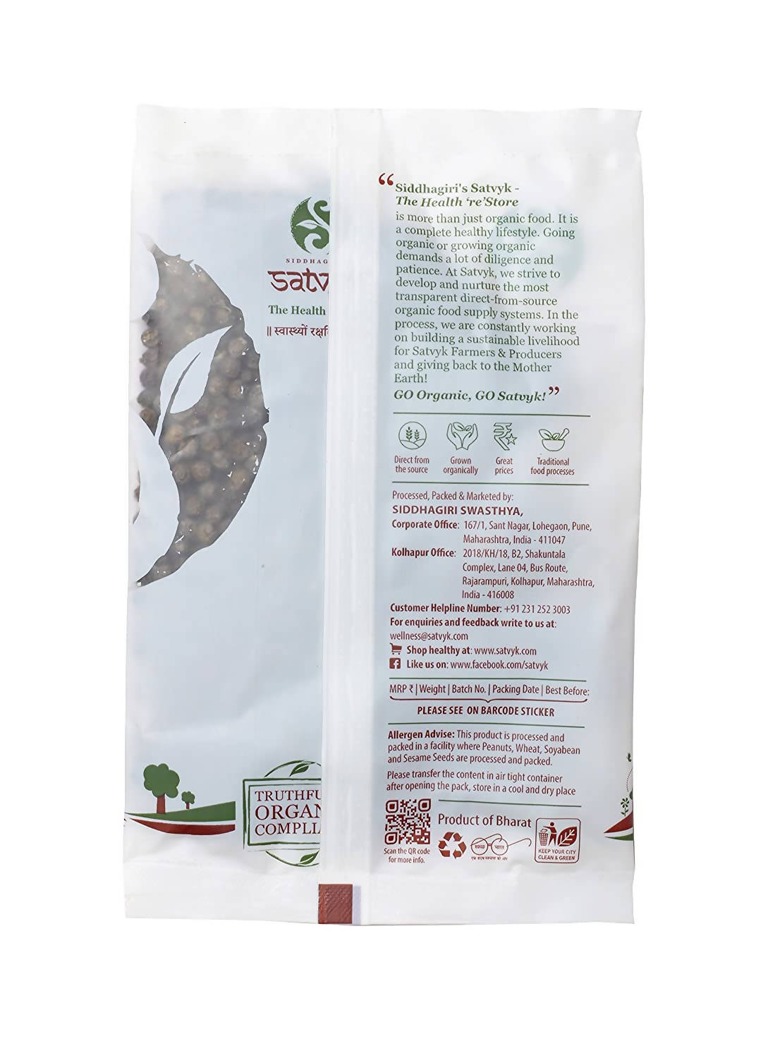 Siddhagiri's Satvyk Organic Black Pepper (Kali Mirch) Back