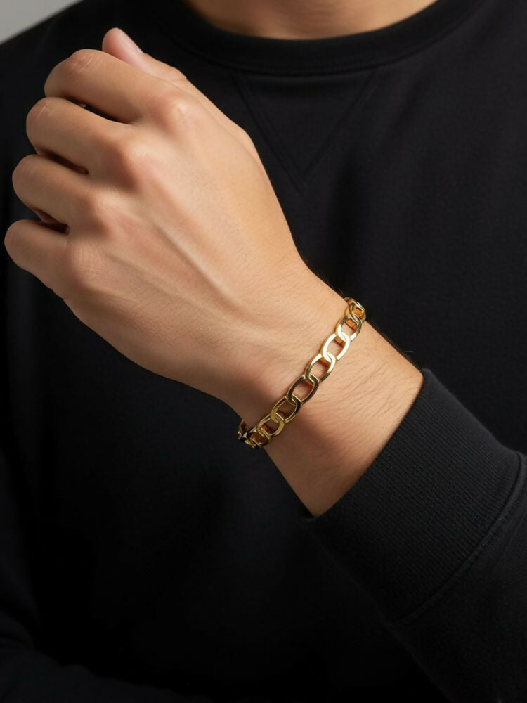 NVR Men's Gold Plated Cuff Bracelet - Distacart