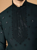 Vastranavya Green Exclusive Festival Wear Viscose Silk Thread with Sequence Embroidered Work Kurta with Dupatta