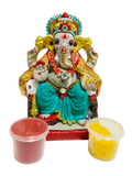 Eco-Friendly Ganesh Idol Small (Non-Toxic Colors) With Kumkum & Akshat
