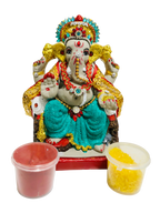 Eco-Friendly Ganesh Idol Small (Non-Toxic Colors) With Kumkum & Akshat