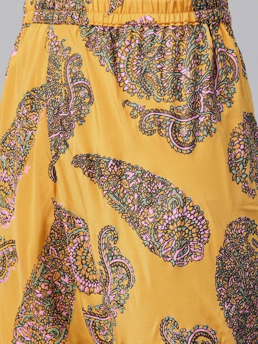 Ahalyaa Women Mustard Crepe Printed Kurta Churidar Set - Distacart
