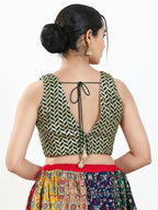 Joban Fashion Bottle Green Silk Padded Blouse With Sweetheart Neck Sleeveless - Distacart