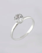 VOJ white CZ-detail Stainless Steel Cubic Zirconia Silver Plated adjustable finger Ring