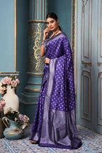 DEIANA'S Beautiful Designer Golden zari Soft Lichi Silk Saree - Purple