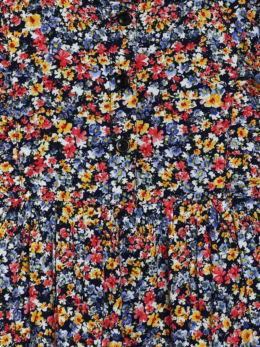 Manet Girls Cotton Frill Sleeve Frock Small Flower Print - Multicolour