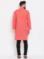 Even Apparels Red Pure Cotton Men's Kurta With Band Collar - Distacart