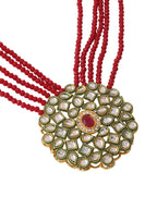 NVR Women Gold-Polished Kundan Studded Jewellery Set