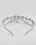 VOJ Silver Plated Peacock Printed Hairband With Mang Tikka