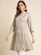 Grey Chiffon Paisley Printed Top - Himanshi