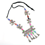 Mominos Fashion Johar Kamal Oxidised Silver-Plated Meenakari Multi Long Necklace Set For Women - Distacart