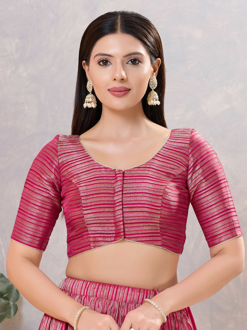 Joban Fashion Women Silk South-Pink Stitched Blouse