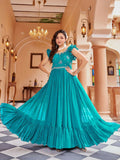 Joban Fashion Rama Green Readymade Dress With Sequins embroidery Work - Distacart