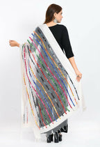 Mominos Fashion Moeza Women's Orgenza Multi Thread Mirror Work White Dupatta - Distacart