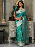 Shree Shyam Fashion Banarasi Silk Rama Green Saree - Distacart