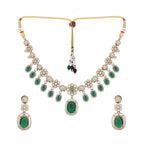 Nuyug 18K Gold Plated Emerald Blossom Necklace Set