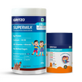 Gritzo SuperMilk Overall Growth (2-6y Boy & Girl) (Double Chocolate) with Super Gummies (Natural Orange Flavour)