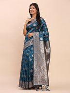 Shree Shyam Fashion Banarasi Silk Teal Blue Saree - Distacart