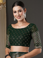 Saree Mall Green Abstract Printed Pure Georgette Saree - Distacart