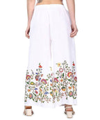 Mominos Fashion White Floral Design Palazzo