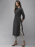 Yufta Women Black Ethnic Motifs Printed Regular Pure Cotton Kurta with Trouser & With Dupatta