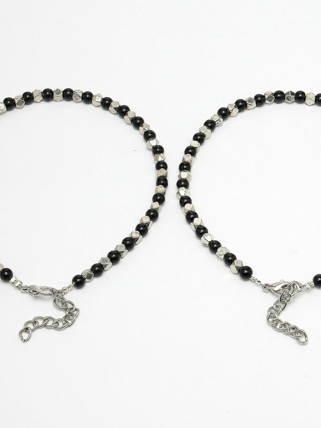 NVR Women's Evil Eye Black & Silver Anklets - Distacart