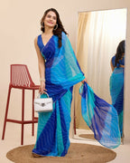 Blue Georgette Designer Printed Ready To Wear Saree - Ibiza