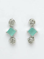NVR Women Silver Plated & Blue Cz Stone Handcrafted Jewellery Set