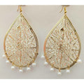 Party Wear Gold Plated White Pearl Tassel Earrings
