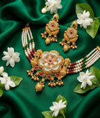Jewel City Handcrafted Indian Kundan & Pearl Choker Necklace Set – Gold Plated for Weddings, Festivals - Distacart