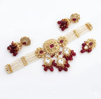 Jewel City Handcrafted Kundan & Pearl Choker Set - Traditional Gold-Plated Bridal Jewelry with Maroon Accents for Weddings - Distacart