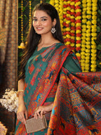 Shree Shyam Fashion Linen Cotton Rama Green Saree - Distacart