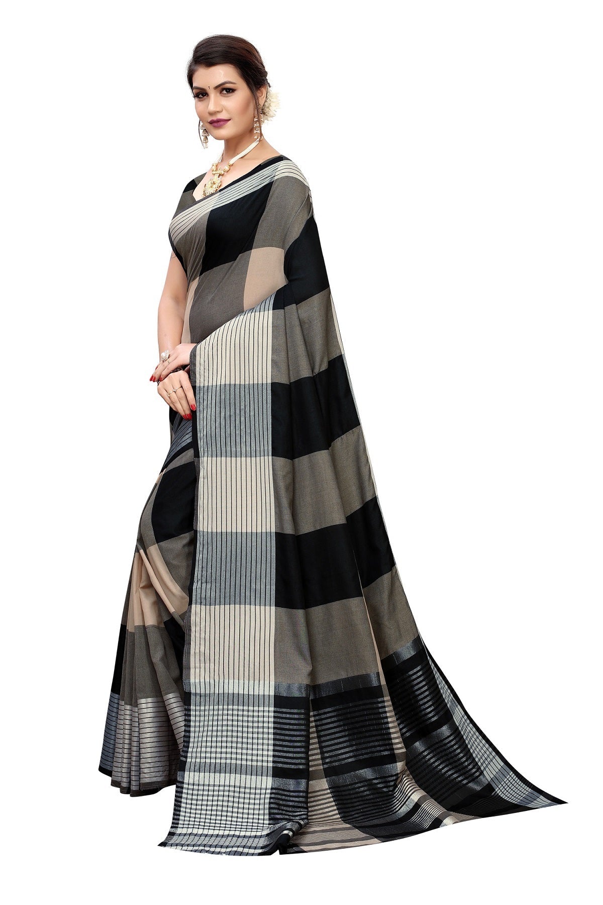 Vamika Black Cotton Silk Weaving Saree