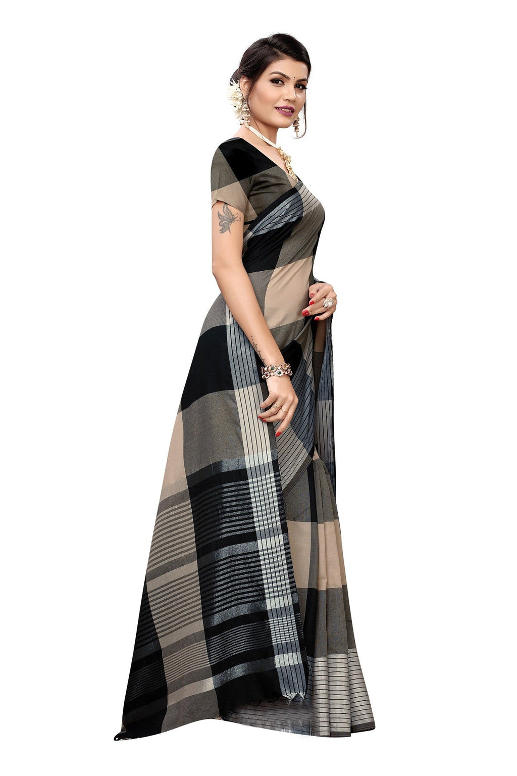 Vamika Black Cotton Silk Weaving Saree