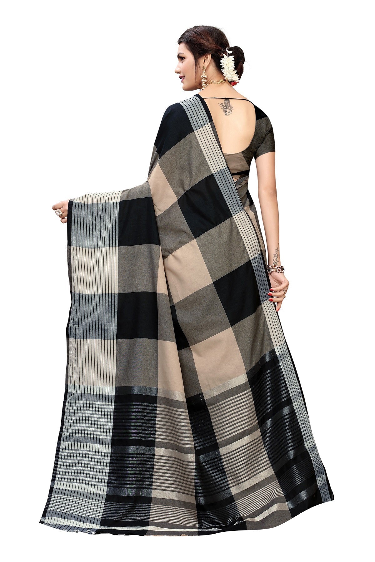 Vamika Black Cotton Silk Weaving Saree