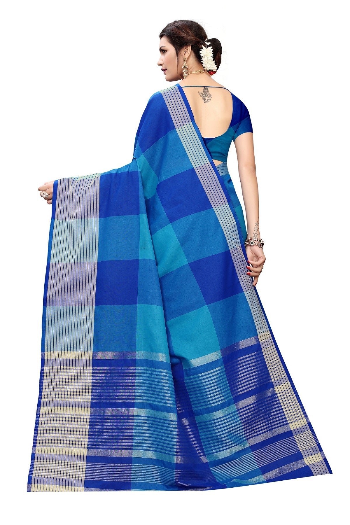 Vamika Blue Cotton Silk Weaving Saree