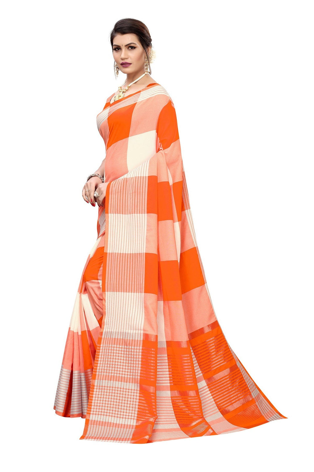 Vamika Orange Cotton Silk Weaving Saree